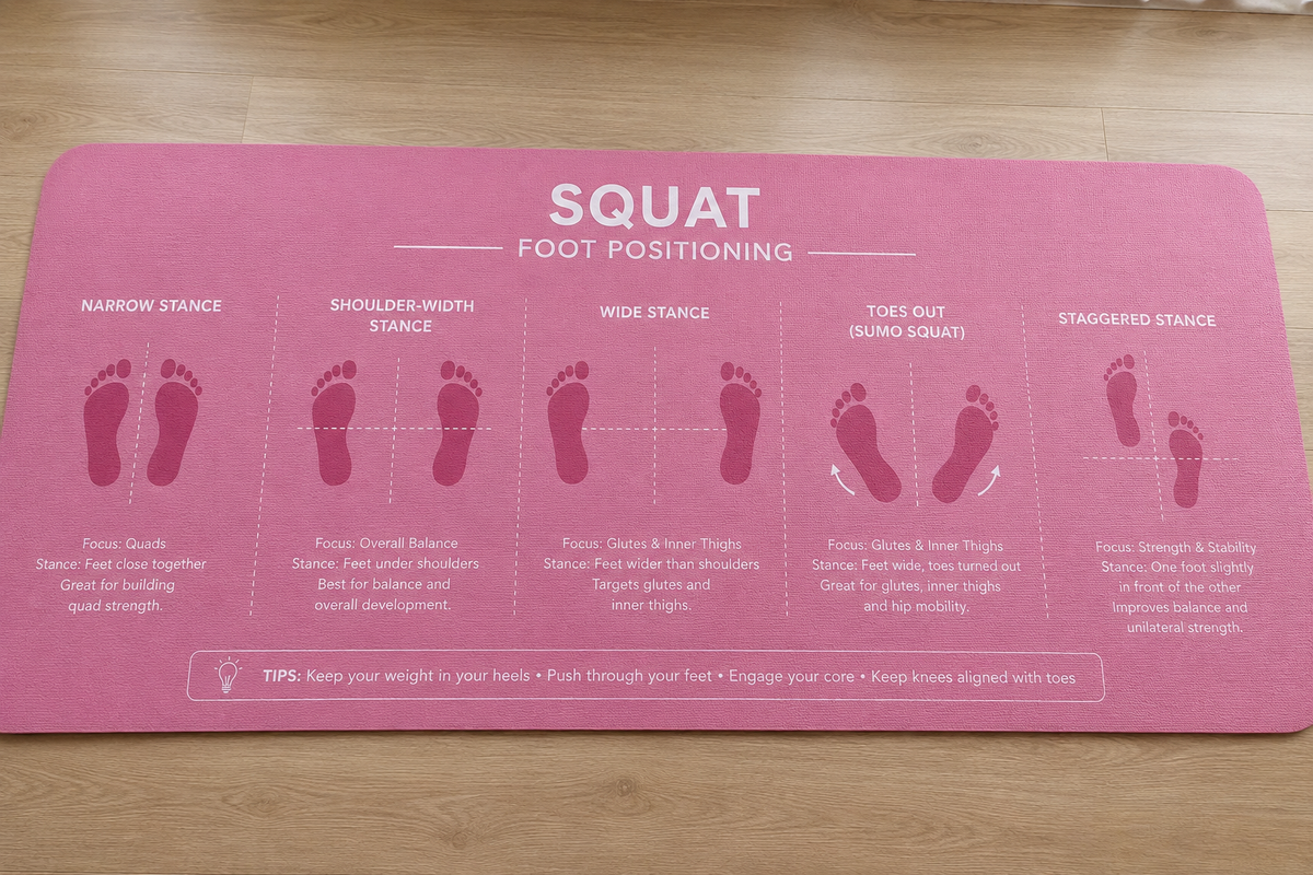 Squat Mat with Foot Positioning – Pink Exercise Mat for Squats &amp; Home Workouts