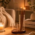 Wooden Upside-Down Incense Holder with Glass Ash Catcher – Zen Meditation &amp; Home Décor