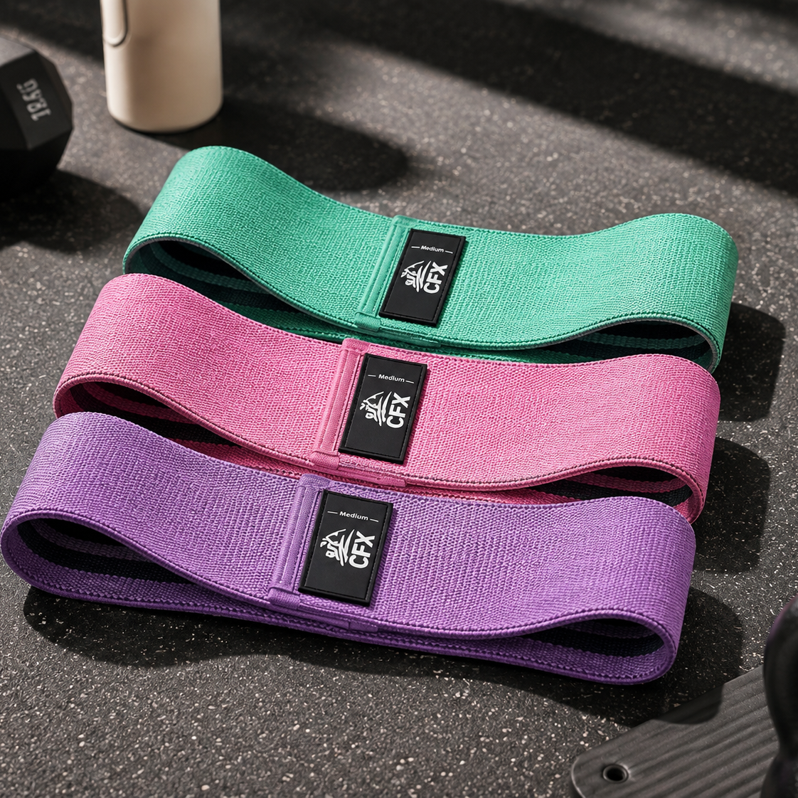 CFX Fabric Resistance Bands Set (3 Levels) – Non-Slip Booty Bands for Glutes, Legs, Yoga, Pilates & Home Workouts