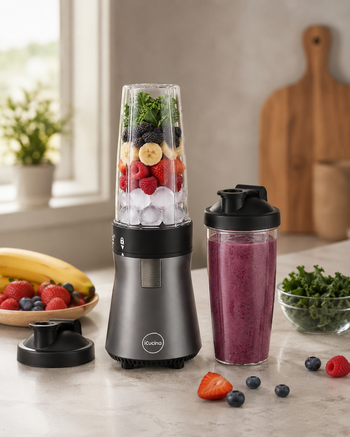 Personal Smoothie Blender with 2 Travel Cups – 700W