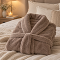 PAVILIA Women’s Plush Fleece Robe – Soft &amp; Fluffy Long Bathrobe in Taupe