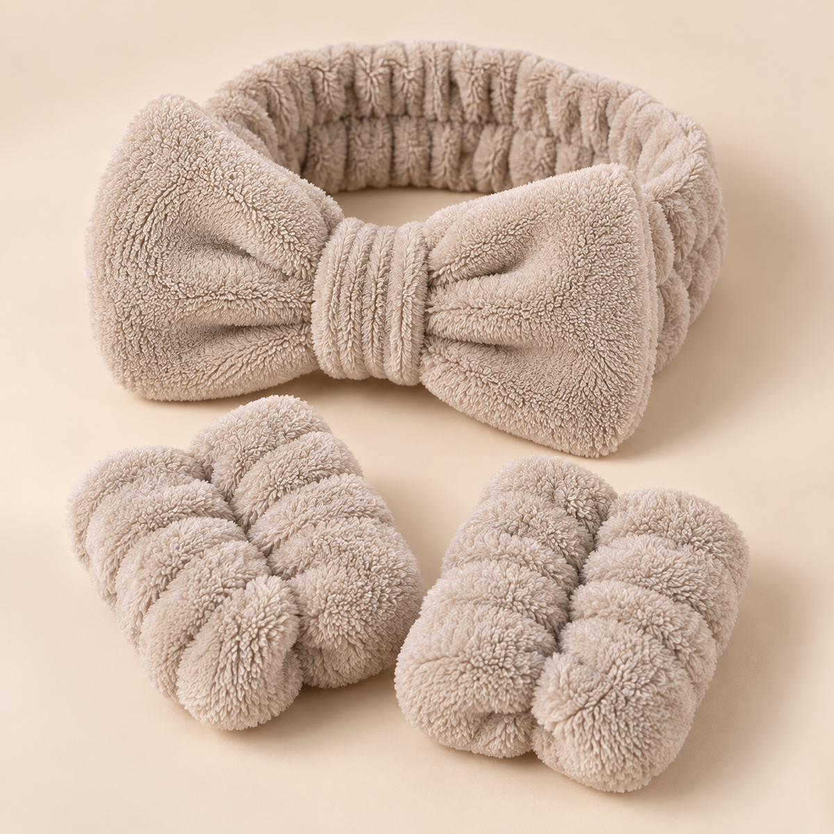 Skincare Headband &amp; Wristbands Set – Soft Spa Headband for Face Washing &amp; Self-Care