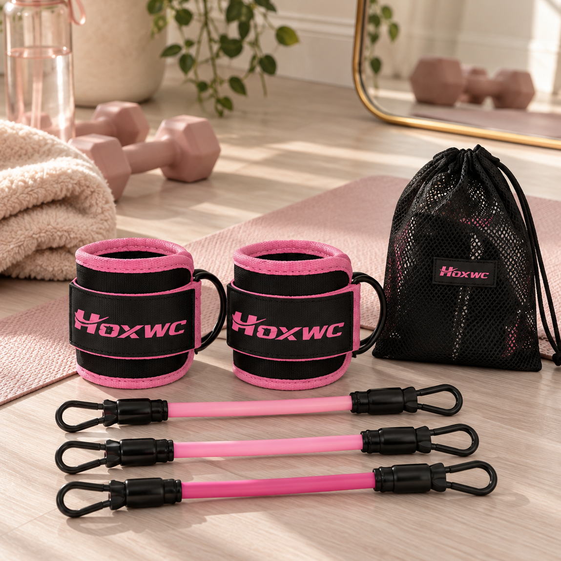 Ankle Resistance Bands with Cuffs – Adjustable Workout Bands for Lower Body & Leg Training